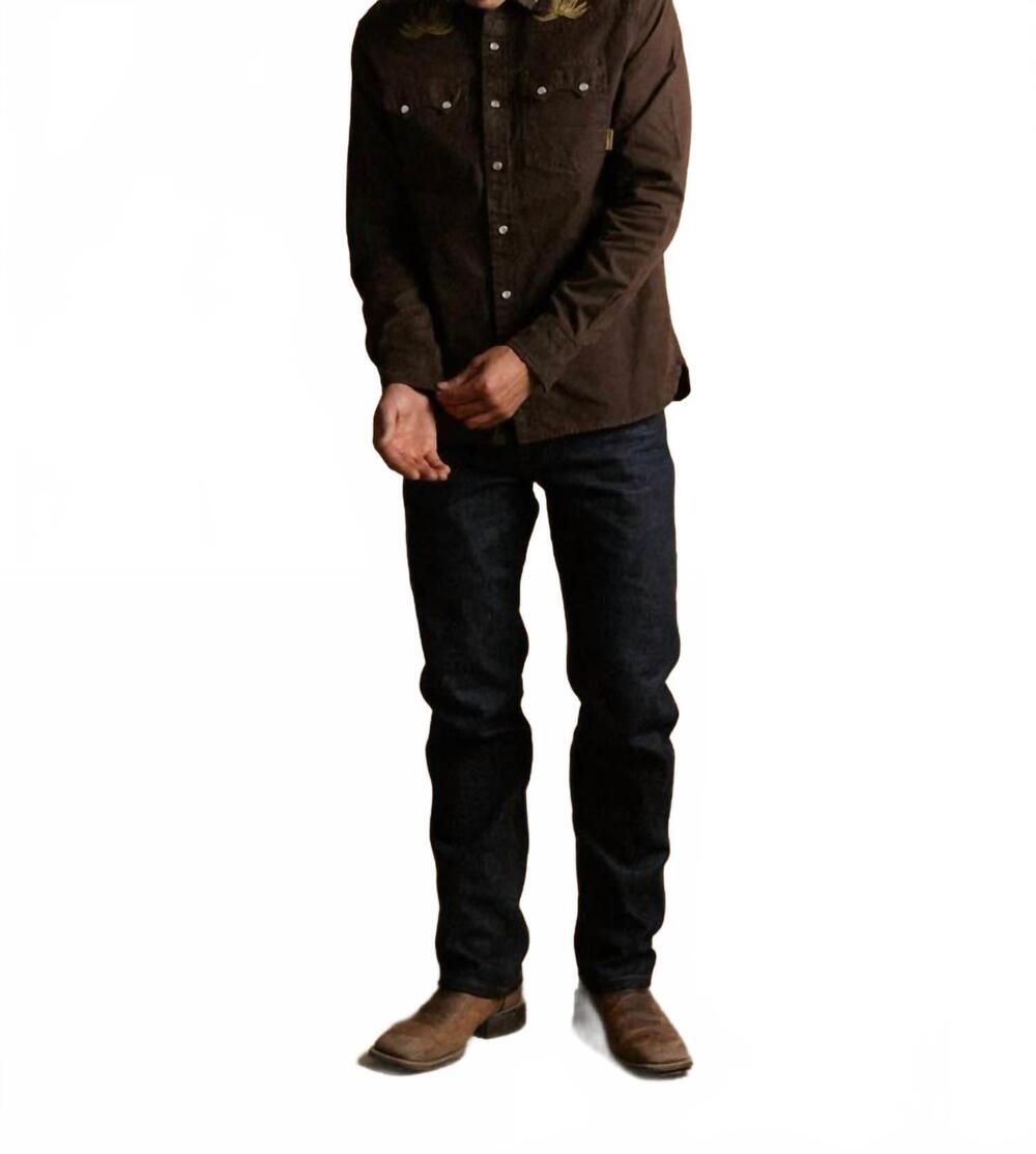 NEW IRON & RESIN badlands woven neck label shirt in brown